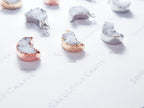 Mini Natural White Raw Druzy Quartz Crescent Moon Pendant • 18mm • Silver Gold Rose • Jewelry Making Charm