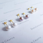 Freshwater Pearl Stud Earrings • 2mm 3mm 4mm 5mm 6mm 8mm 8.5mm • White Peach Pink Lavender Mauve • 925 Sterling Silver