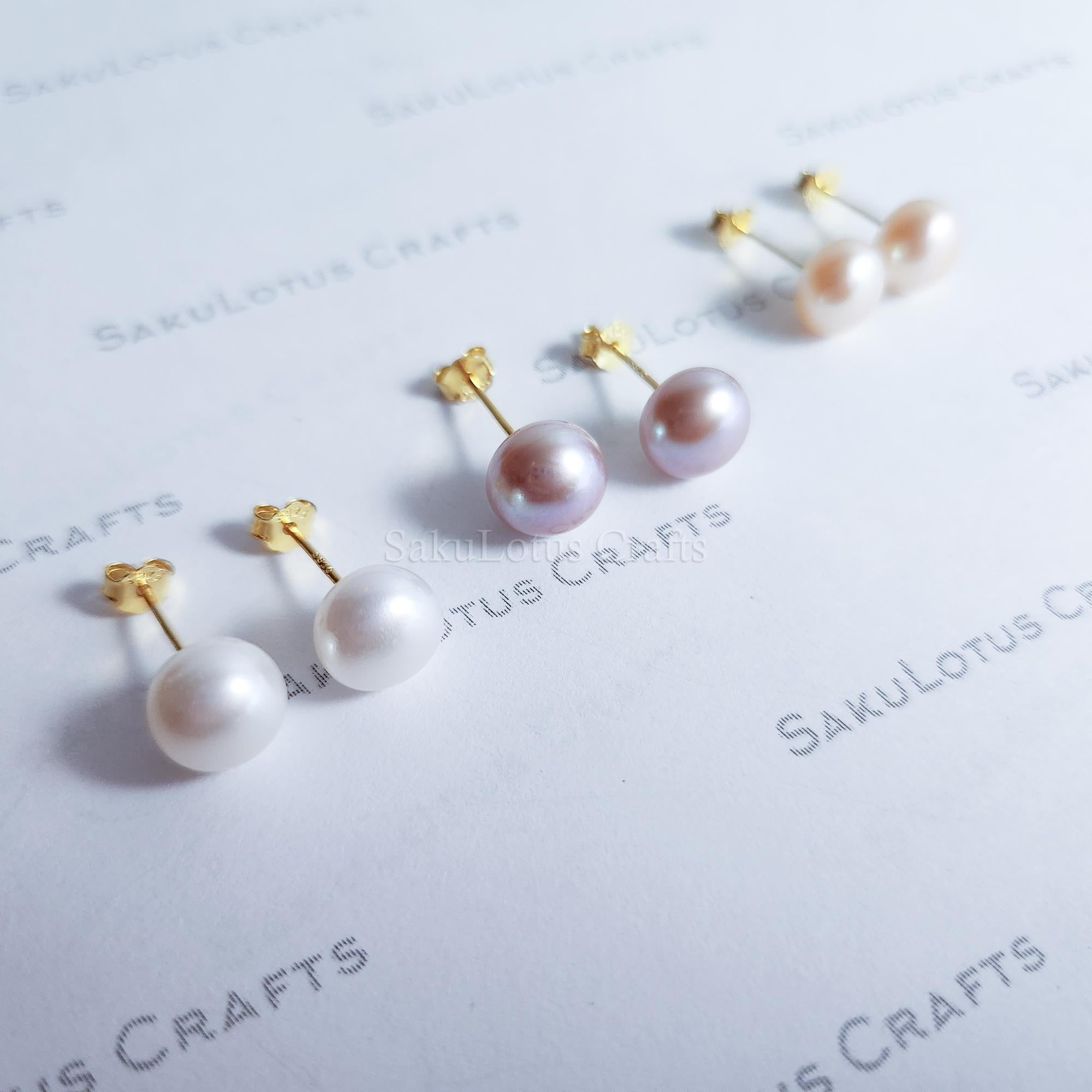 Freshwater Pearl Stud Earrings • 2mm 3mm 4mm 5mm 6mm 8mm 8.5mm • White Peach Pink Lavender Mauve • 925 Sterling Silver