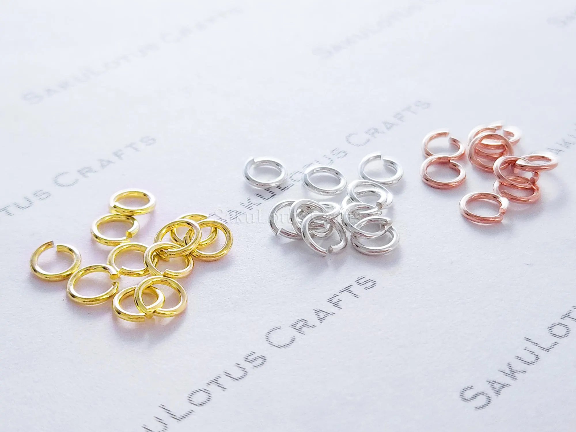 4.5mm, 5mm Solid 925 Sterling Silver Round Open Jump Rings • 18k Yellow & Rose Gold Vermeil