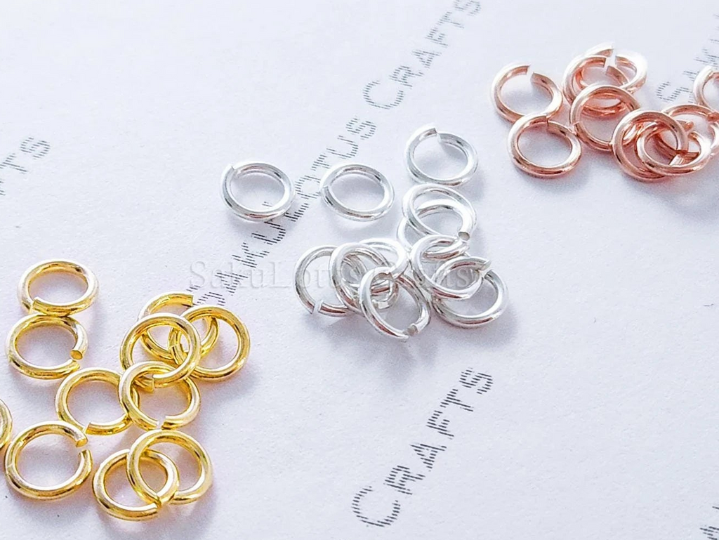 4.5mm, 5mm Solid 925 Sterling Silver Round Open Jump Rings • 18k Yellow & Rose Gold Vermeil