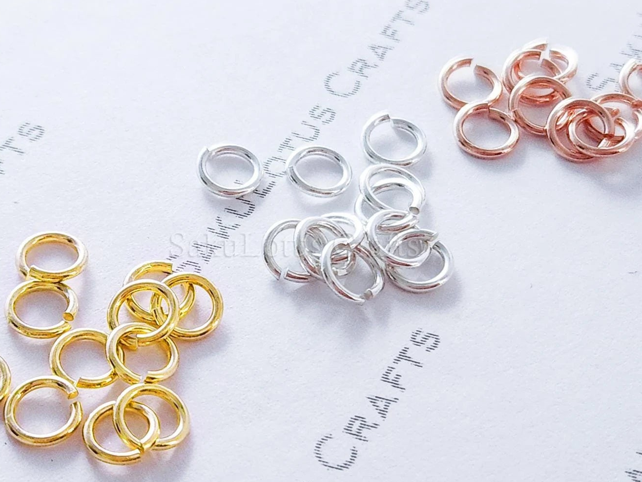 4.5mm, 5mm Solid 925 Sterling Silver Round Open Jump Rings • 18k Yellow & Rose Gold Vermeil