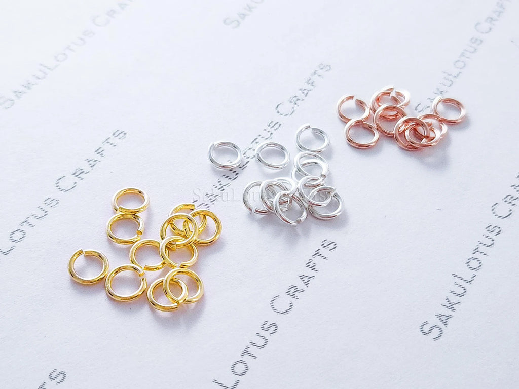 4.5mm, 5mm Solid 925 Sterling Silver Round Open Jump Rings • 18k Yellow & Rose Gold Vermeil