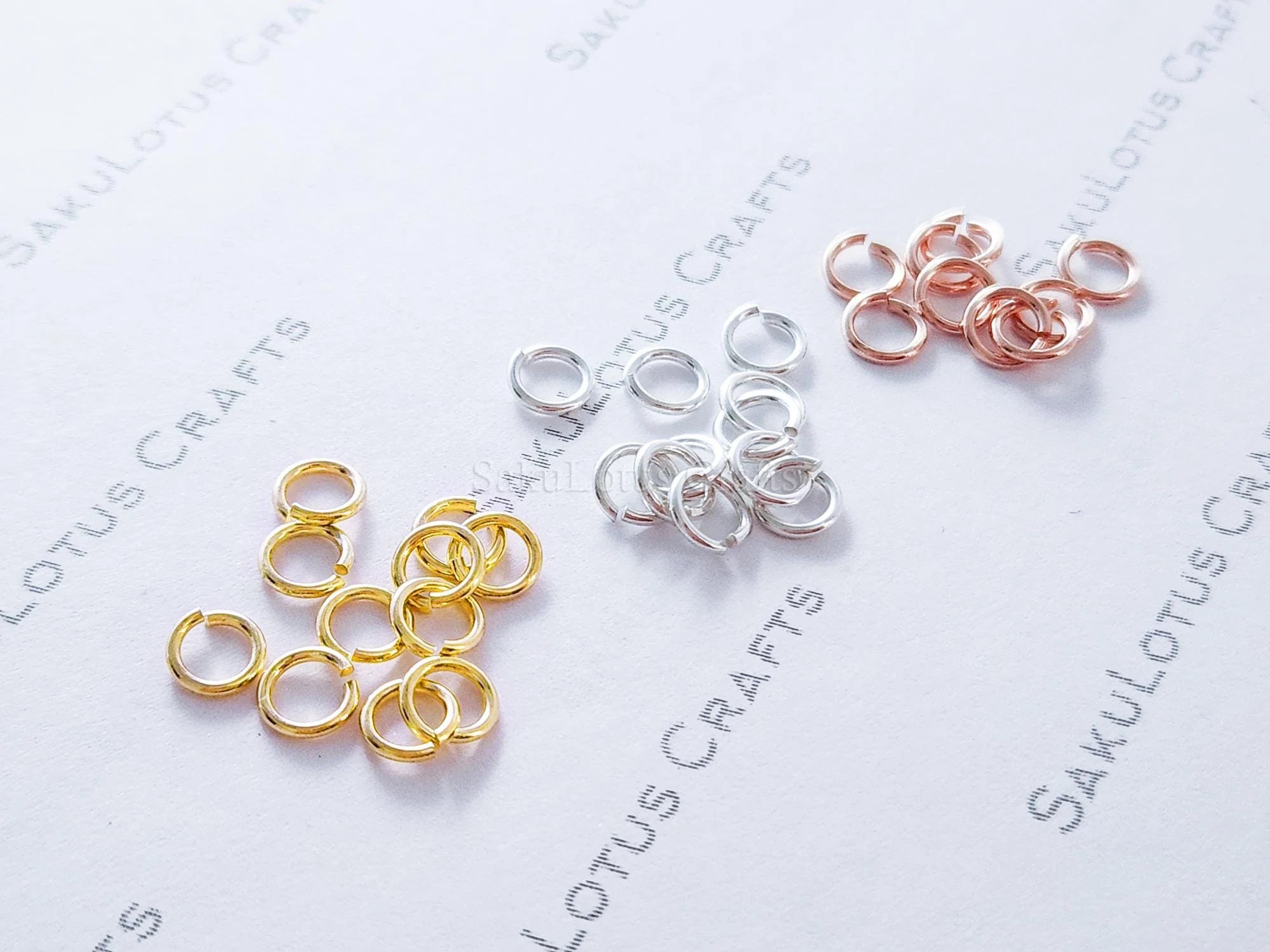 4.5mm, 5mm Solid 925 Sterling Silver Round Open Jump Rings • 18k Yellow & Rose Gold Vermeil