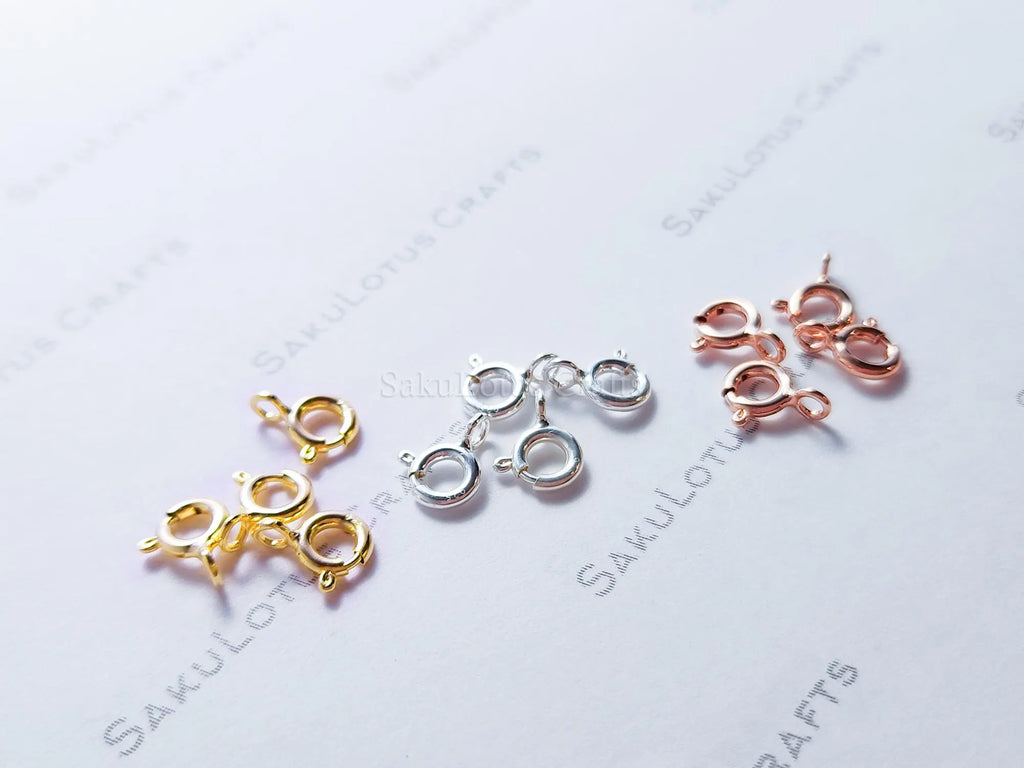 925 Sterling Silver Spring Clasps • 5.5mm Open Ring Connector • Gold Rose Vermeil • Jewelry Making Supplies