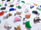 RESTOCK Natural Crystal Moon Crescent Pendant • Silver Gold Rose Stainless Steel • Gemstone Charm • Jewelry Making Supplies DIY
