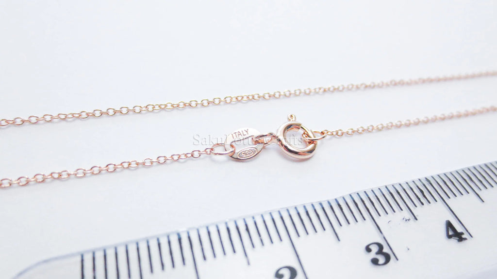 14–24" 18K Rose Gold Vermeil 925 Sterling Silver Delicate Cable Chain Necklace • 1x1.5mm Spring Clasp