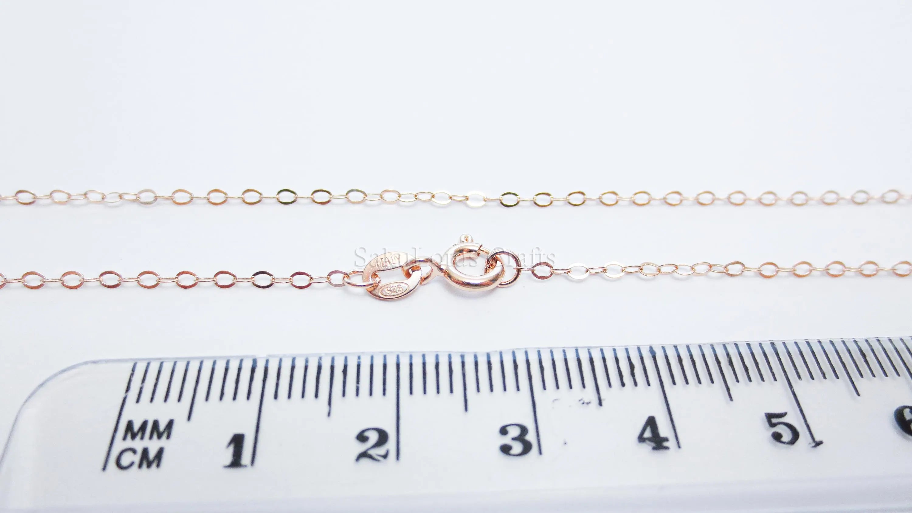 14–24" Solid 925 Sterling Silver Rose Gold Vermeil Flat Cable Chain Necklace • 1.6x2.1mm Spring Clasp