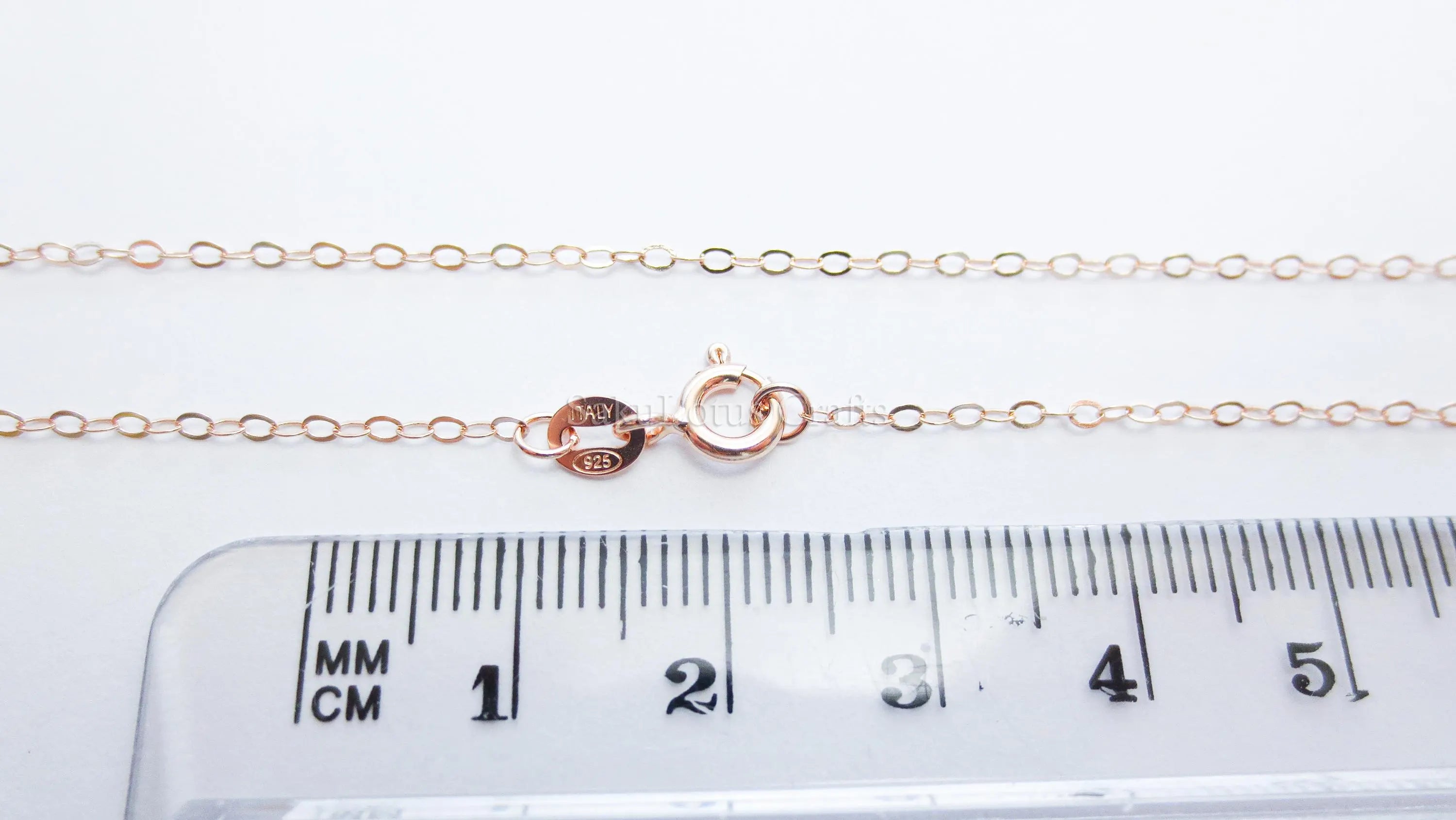 14–24" Solid 925 Sterling Silver Rose Gold Vermeil Flat Cable Chain Necklace • 1.6x2.1mm Spring Clasp