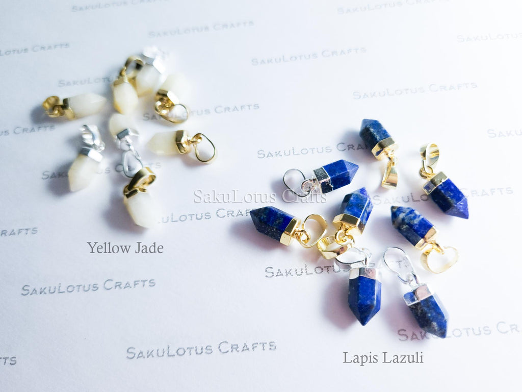 Small Natural Crystal Point Pendant • Gold Rose Silver Plated • Petite Stone Charm • Jewelry Making Supplies DIY