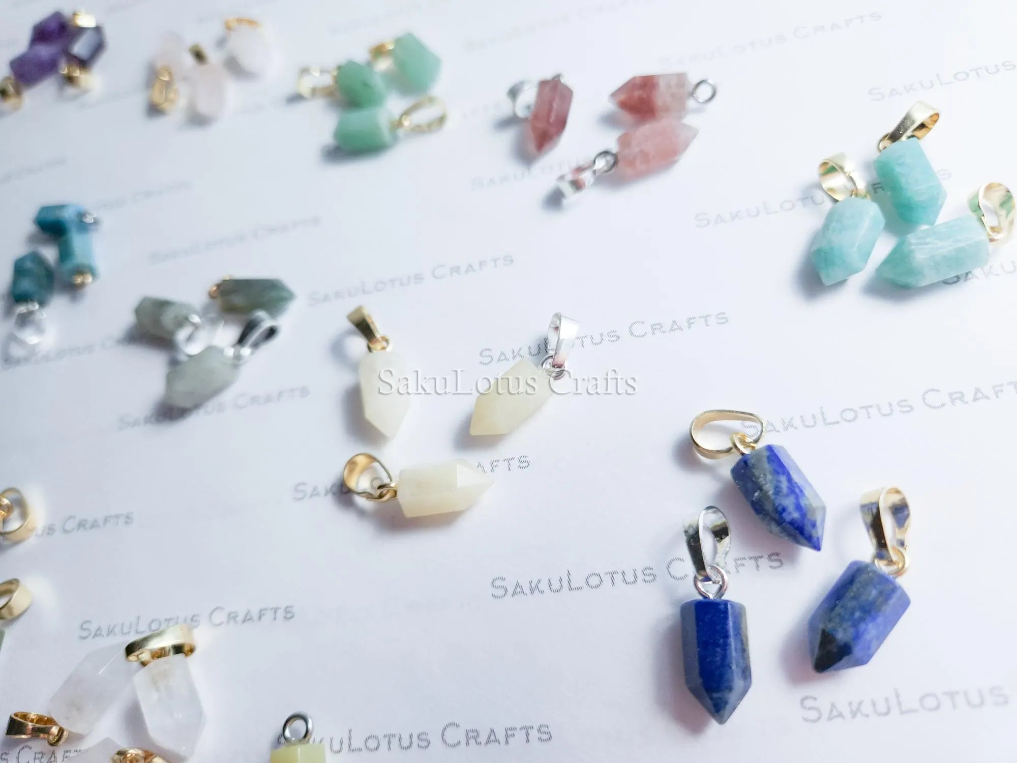 Small Natural Crystal Point Pendant • 18k Gold Rose Silver • Petite Stone Charm • Jewelry Making Supplies DIY