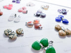 RESTOCK Natural Crystal Heart Pendant • 16mm Gemstone Charm • Silver Gold Rose Gold Stainless Steel • Jewelry Making Supplies