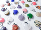 RESTOCK Natural Crystal Heart Pendant • 16mm Gemstone Charm • Silver Gold Rose Gold Stainless Steel • Jewelry Making Supplies