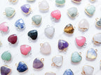 RESTOCK Small Natural Crystal Heart Pendant • Gold Silver Edge • Semi-Precious Gemstone Charm • Jewelry Making Supplies