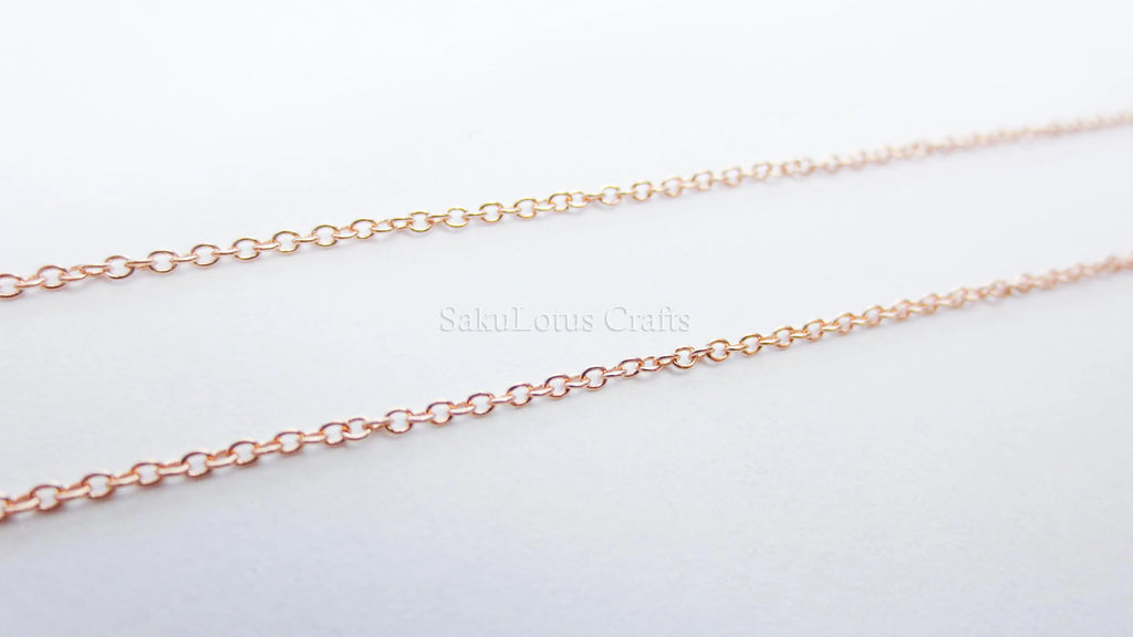 14–24" 18K Rose Gold Vermeil 925 Sterling Silver Delicate Cable Chain Necklace • 1x1.5mm Spring Clasp