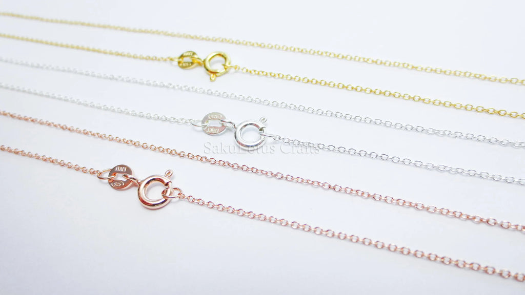 14–24" 18K Rose Gold Vermeil 925 Sterling Silver Delicate Cable Chain Necklace • 1x1.5mm Spring Clasp
