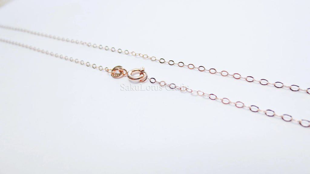 14–24" Solid 925 Sterling Silver Rose Gold Vermeil Flat Cable Chain Necklace • 1.6x2.1mm Spring Clasp