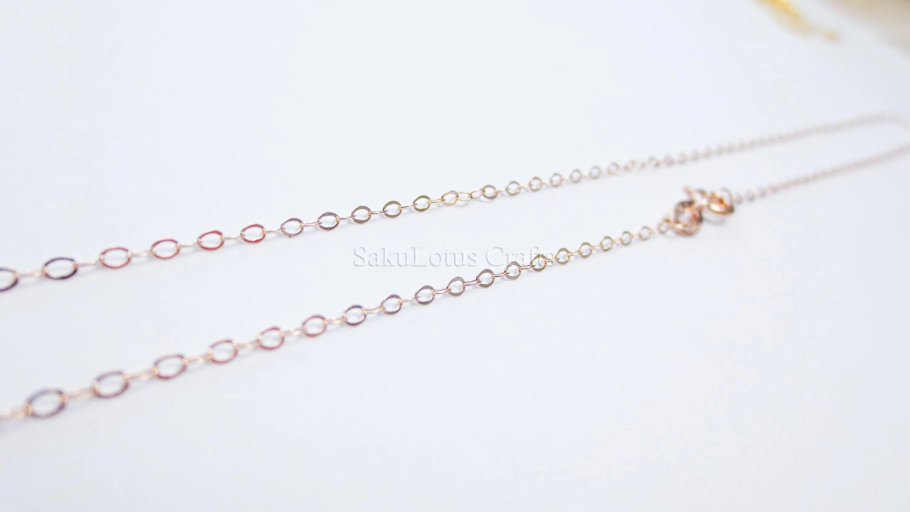 14–24" Solid 925 Sterling Silver Rose Gold Vermeil Flat Cable Chain Necklace • 1.6x2.1mm Spring Clasp