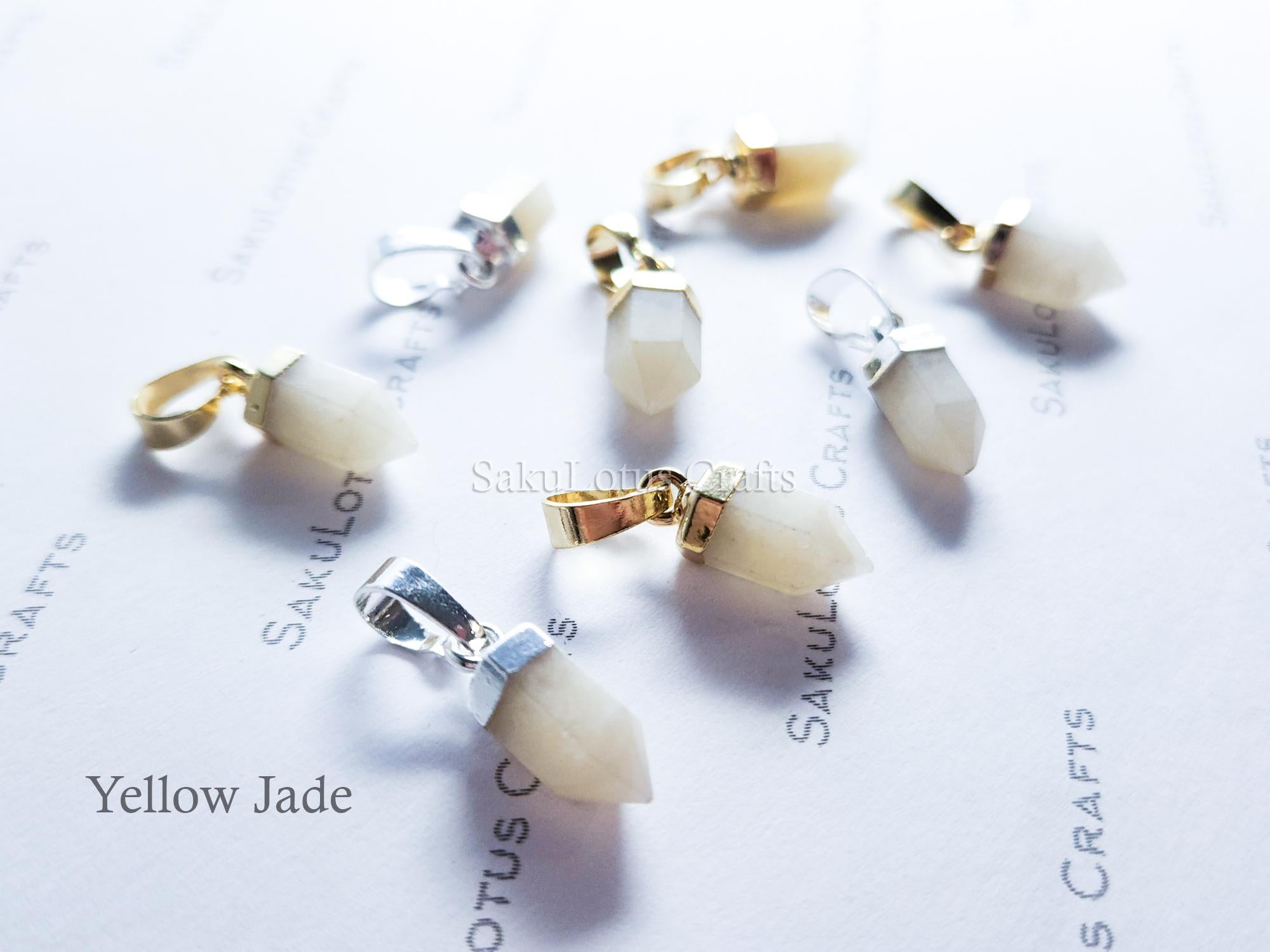 Small Natural Crystal Point Pendant • Gold Rose Silver Plated • Petite Stone Charm • Jewelry Making Supplies DIY