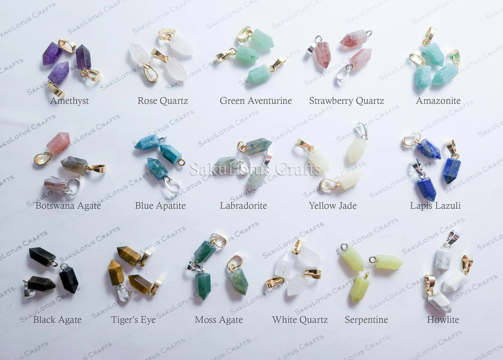 Small Natural Crystal Point Pendant • 18k Gold Rose Silver • Petite Stone Charm • Jewelry Making Supplies DIY