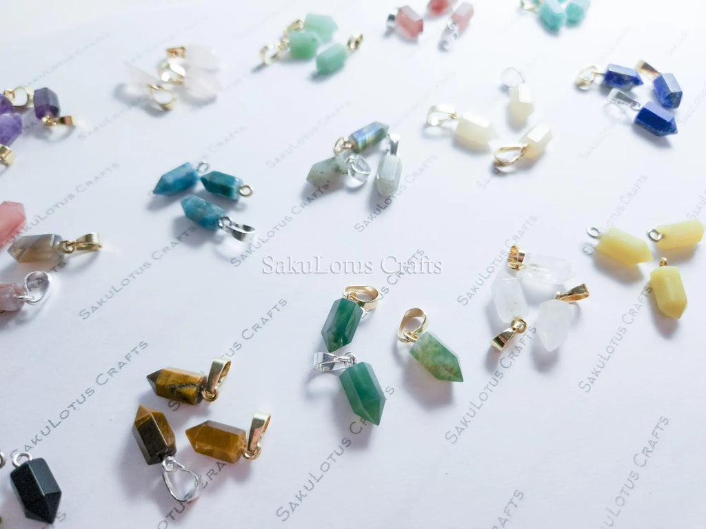 Small Natural Crystal Point Pendant • 18k Gold Rose Silver • Petite Stone Charm • Jewelry Making Supplies DIY