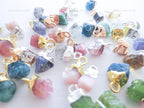 6-10mm Tiny Raw Natural Nugget Gemstone Pendant • 925 Sterling Silver & 18k Rose Gold Vermeil
