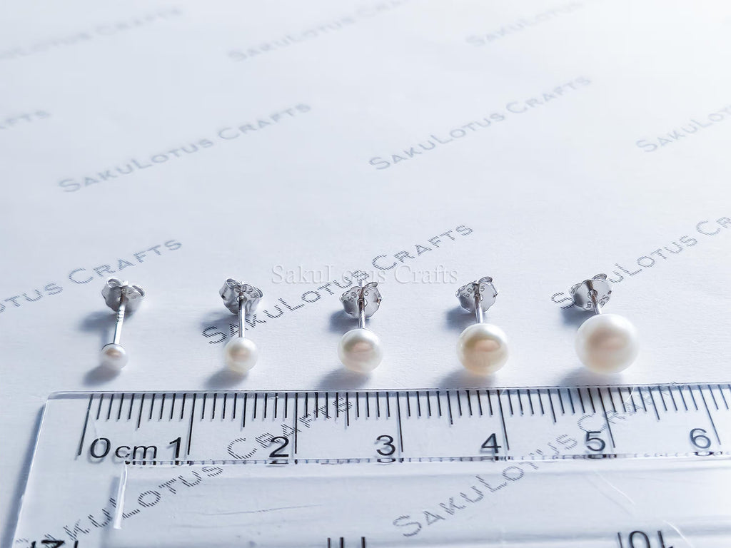 Freshwater Pearl Stud Earrings • 2mm 3mm 4mm 5mm 6mm 8mm 8.5mm • White Peach Pink Lavender Mauve • 925 Sterling Silver