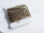 17.25" Oxidized 925 Sterling Silver Cable Chain • 1.5x2.0mm Flat Links • Jewelry Making Chain