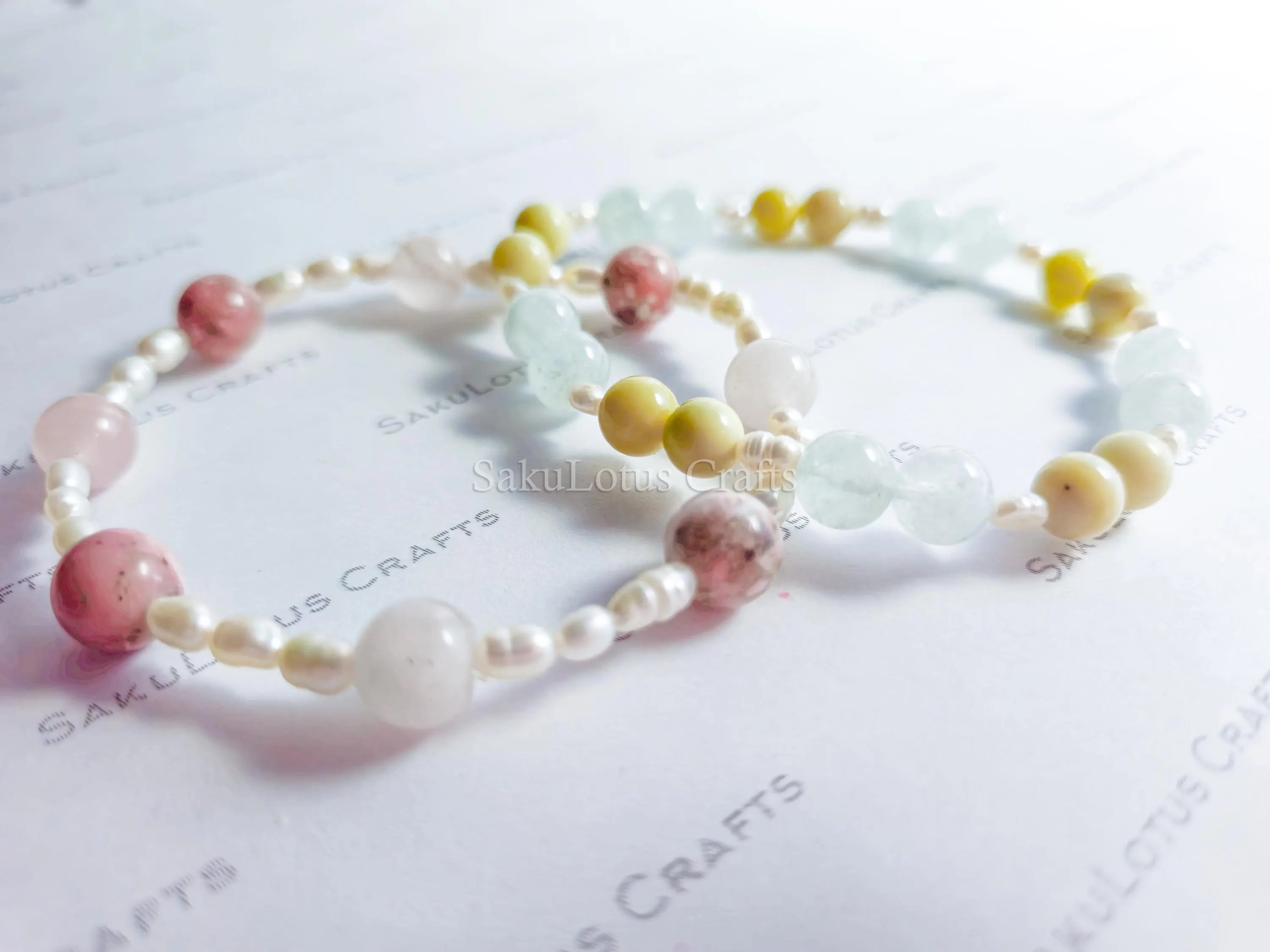 Natural Gemstone Stretch Bracelets • Freshwater Pearl Accents • Wholesale Crystal Jewelry • Resale Gift DIY Craft
