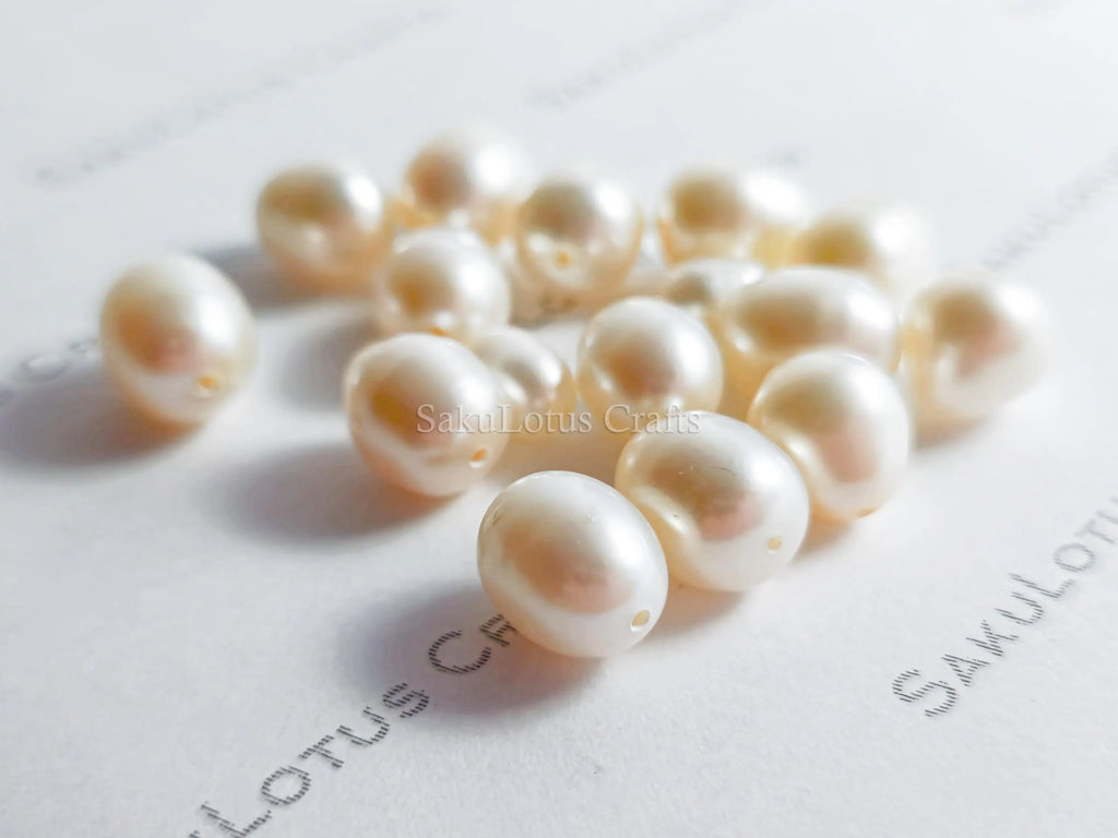 9–10mm Natural Freshwater Pearls • AA AAA Oval Rice Creamy White • Loose Pearl Beads • Jewelry Making Supplies