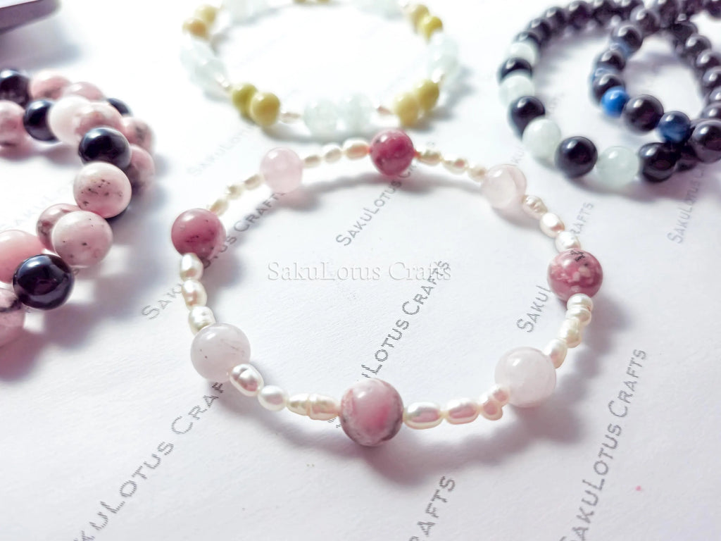 Natural Gemstone Stretch Bracelets • Freshwater Pearl Accents • Wholesale Crystal Jewelry • Resale Gift DIY Craft