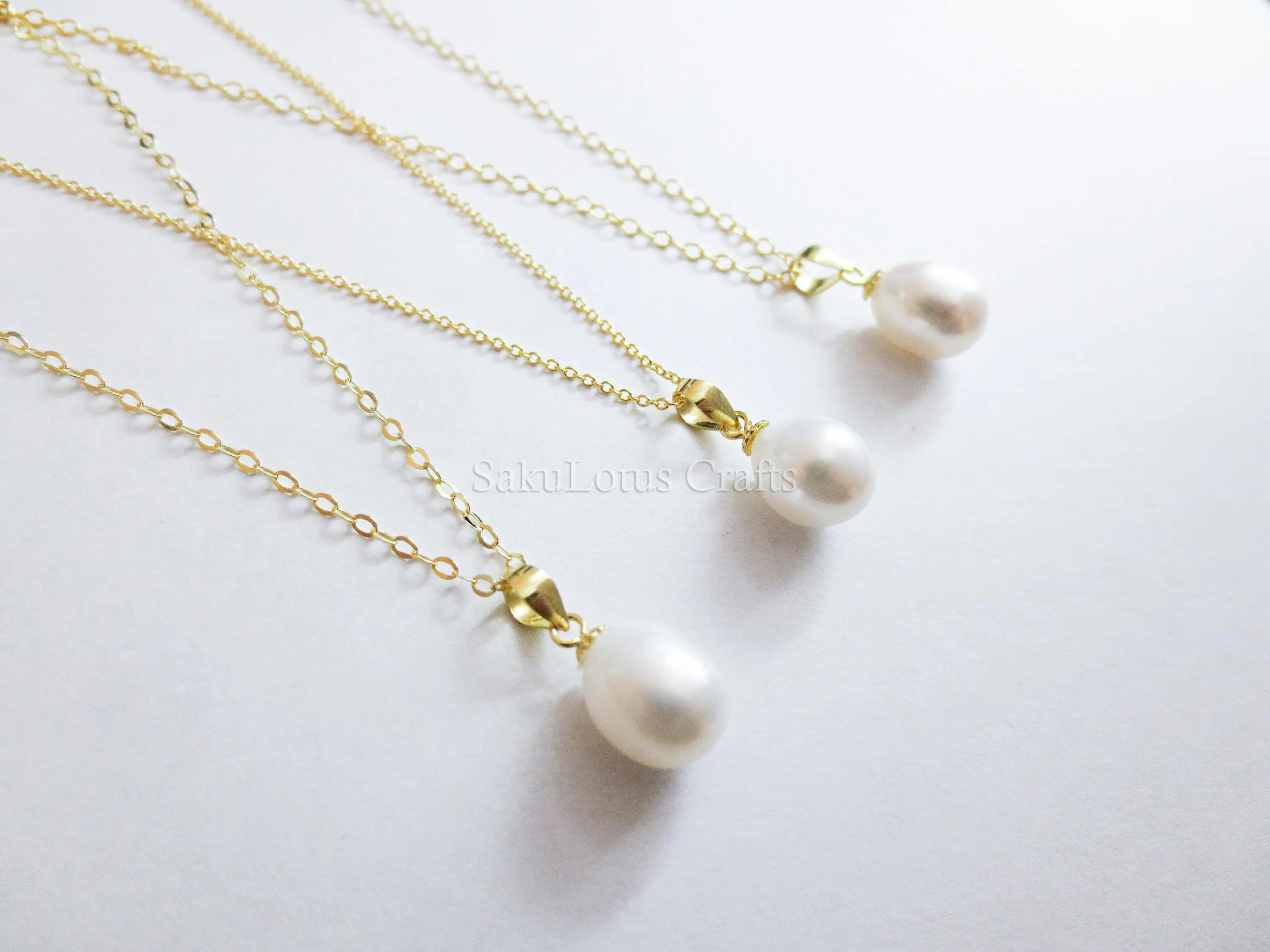 9-10mm Freshwater Pearl Pendant • 925 Sterling Silver Flower Cap Bail • White Peach Purple • Gold Rose Vermeil