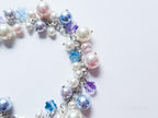 Sakura Blossom Pastels • Swarovski Pearl & Crystal Handmade Cluster Bracelet • 925 Sterling Silver Heart Chain • 1127 Designs