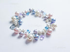 Sakura Blossom Pastels • Swarovski Pearl & Crystal Handmade Cluster Bracelet • 925 Sterling Silver Heart Chain • 1127 Designs