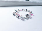 Swarovski Pearl & Crystal Handmade Cluster Bracelet • Pink Silver Charcoal • 925 Sterling Silver Heart Chain • 1127 Designs