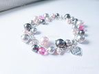 Swarovski Pearl & Crystal Handmade Cluster Bracelet • Pink Silver Charcoal • 925 Sterling Silver Heart Chain • 1127 Designs