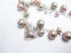 Swarovski Pearl & Heart Crystal Cluster Bracelet • Soft Taupe Greige • 925 Sterling Silver Heart Chain • 1127 Designs