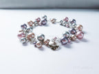 Swarovski Pearl & Heart Crystal Handmade Cluster Bracelet • Pink Taupe Mauve • 925 Sterling Silver Heart Chain • 1127 Designs