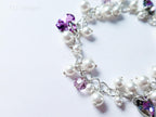 Swarovski White Pearl & Crystal Handmade Cluster Bracelet • Vitrail Light Heart Charms • 925 Sterling Silver • 1127 Designs