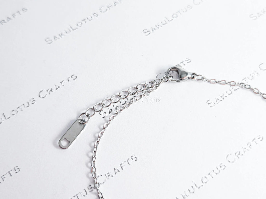 Dainty 5 Stone Natural Gemstone Bracelet • 6mm Beads • Stainless Steel Chain • Silver or 18K Gold • 7.5" + Extender