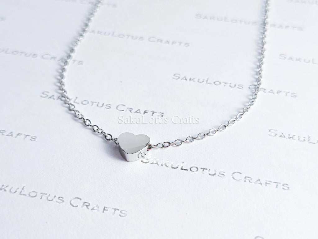 Heart Chain Bracelet or Necklace • Gold Silver Rose Stainless Steel • 3D Puffed Heart • Adjustable Length