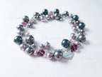 Deep Plum Mauve Midnight Blue Swarovski Cluster Bracelet • 925 Sterling Silver • 1127 Designs