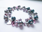 Deep Plum Mauve Midnight Blue Swarovski Cluster Bracelet • 925 Sterling Silver • 1127 Designs