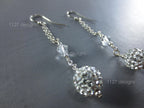 925 Sterling Silver Drop Earrings • Handmade Swarovski Crystal & Pavé Bead • 7cm Long Dangle Chain • Sparkly Modern Jewelry • 1127 Designs