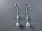 925 Sterling Silver Drop Earrings • Handmade Swarovski Crystal & Pavé Bead • 7cm Long Dangle Chain • Sparkly Modern Jewelry • 1127 Designs