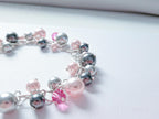Swarovski Pearl & Crystal Handmade Cluster Bracelet • Pink Silver Charcoal • 925 Sterling Silver Heart Chain • 1127 Designs