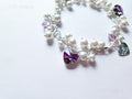 Swarovski White Pearl & Crystal Handmade Cluster Bracelet • Vitrail Light Heart Charms • 925 Sterling Silver • 1127 Designs