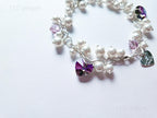 Swarovski White Pearl & Crystal Handmade Cluster Bracelet • Vitrail Light Heart Charms • 925 Sterling Silver • 1127 Designs