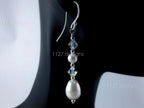 Swarovski Pearl & AB Crystal Drop Earrings • 925 Sterling Silver • 5.5cm Handmade Bridal Style • 1127 Designs