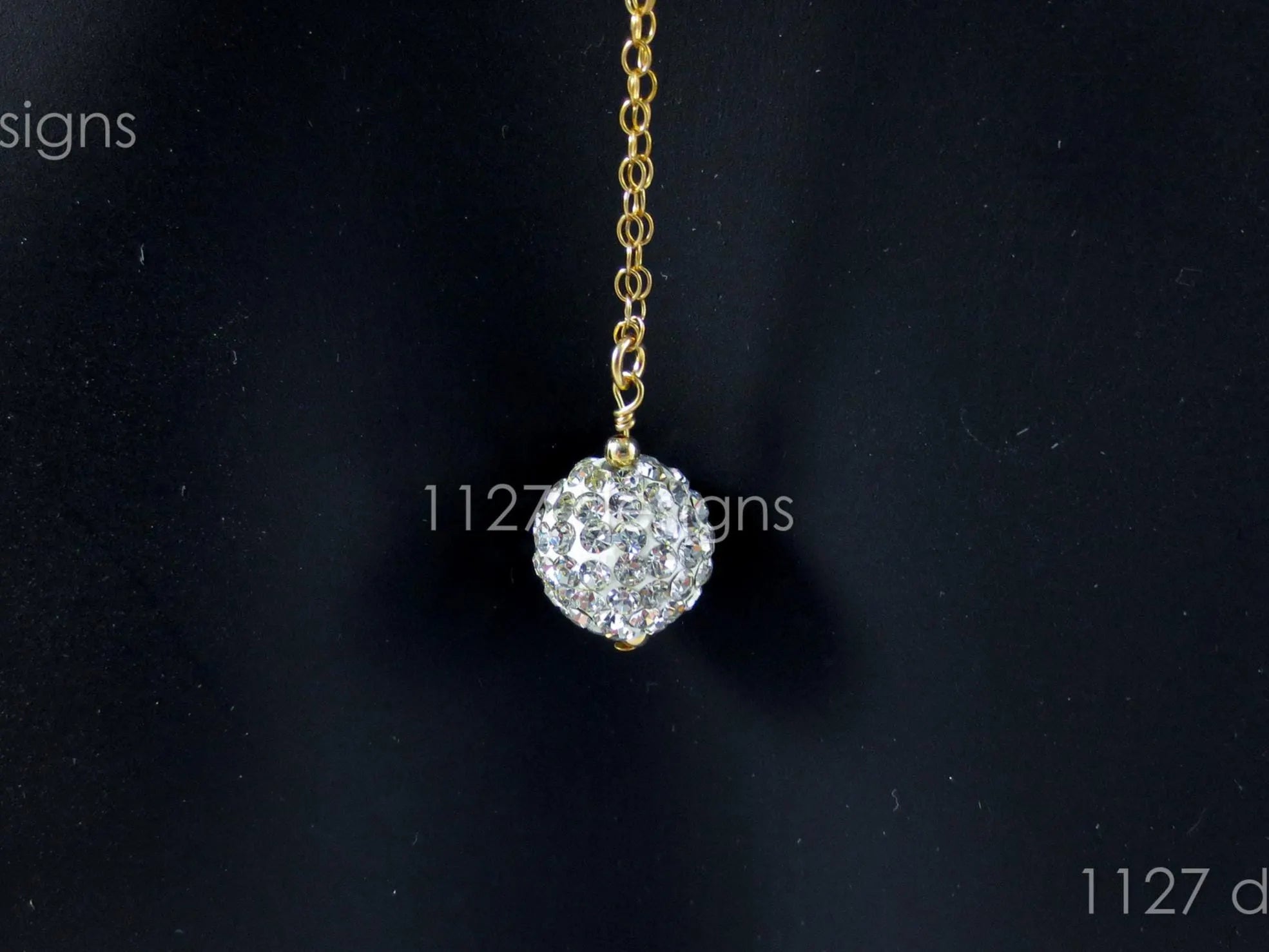 14K Gold Filled Extra Long Earrings • 5.5" Double Chain • Pave Crystal Ball Dangle • 1127 Designs